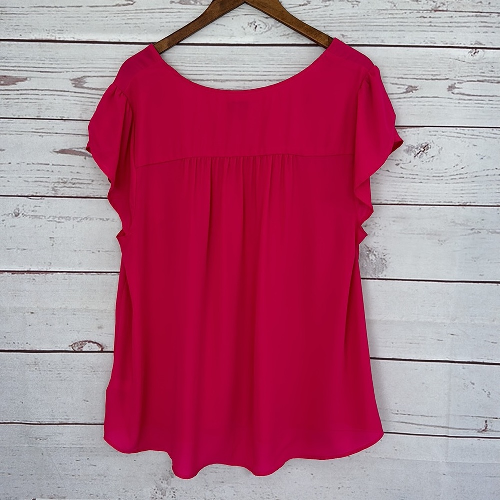 Torrid Pink Chiffon Flutter Sleeve Top Size 2x - image 4